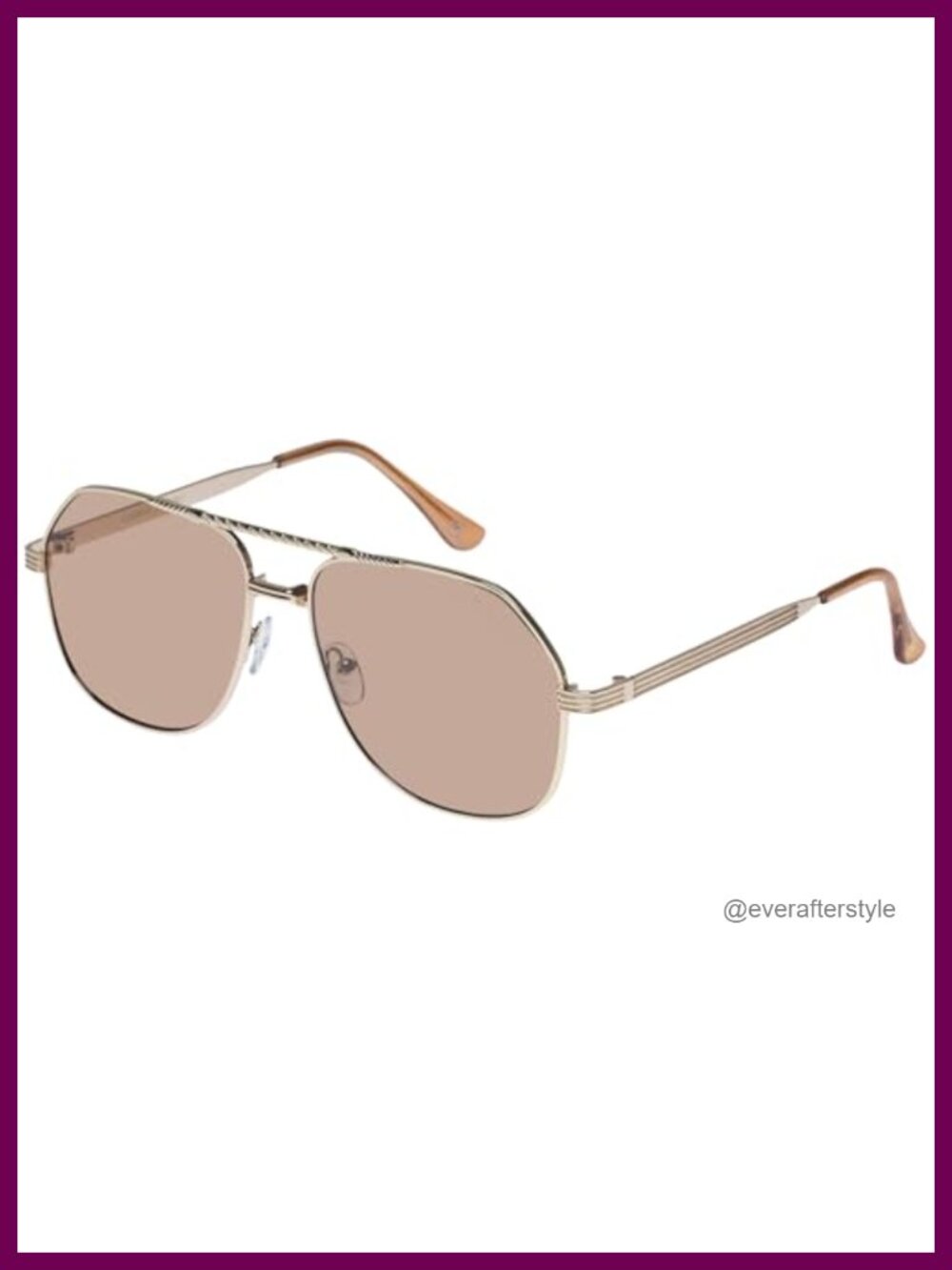 70s Inspired Aviator Sunglasses Full Rim Metal Textured Bar